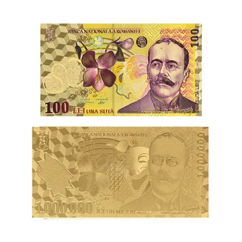  2 шт./компл. Позолоченная Банкнота Румынии Словесная валюта Поддельные деньги Памятный Сувенир Бизнес Коллекционный подарок для него