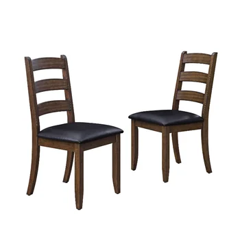  2шт Обеденных стульев для дома и сада в современном фермерском доме с откидной спинкой, состаренная коричневая мебель для столовой с улучшенной обивкой из искусственной кожи
