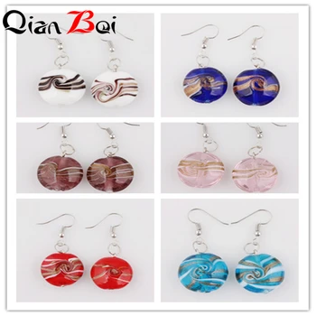  QianBei 6 цветов, женские посеребренные сердечки ручной работы, элегантные Классические серьги на крючках из муранского стекла