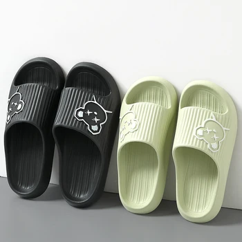 QYCKABY Летние Домашние женские тапочки из ЭВА с рисунком милого Медведя, противоскользящая обувь на толстой мягкой подошве, женские напольные горки для спальни 2023
