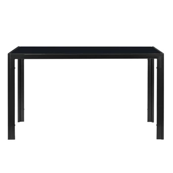  [US-W] Обеденный стол 134 x 70 x 75 см Простой в сборе Обеденный стол из закаленного стекла и железа Черный