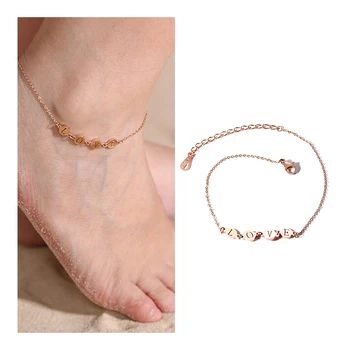  YBjewelry Стальной ножной браслет Love Word, изготовленный на заказ дизайнерский ювелирный ножной браслет для девочек ID 41167