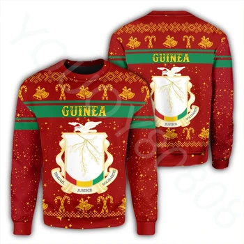  Африканский регион, Национальный флаг, мужская толстовка с круглым вырезом, пуловер, свитер, Уличный мужской повседневный свитер в гвинейском стиле, Рождество