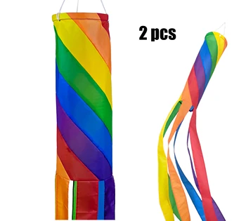  Быстрая доставка, 100% полиэстер, носок Gay Pride Rainbow Wind для украшения дома