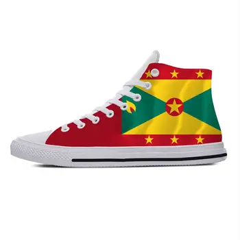  Гренада Флаг Гренады Патриотическая гордость Крутая Забавная повседневная тканевая обувь С высоким берцем Удобные Дышащие мужские И женские кроссовки с 3D принтом