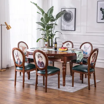  Европейские Обеденные стулья, Кухонная мебель, кресло, Современные Минималистичные Обеденные стулья со спинкой, Американский Обеденный стул из массива дерева U