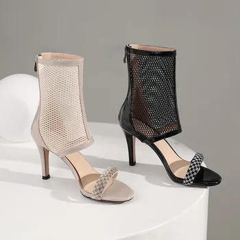  Женские сандалии большого размера oversize, модные сандалии с сеткой в одну линию, обеспечивающие воздухопроницаемость и моду.