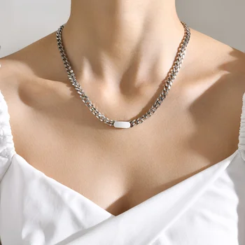  Женское ожерелье-подвеска с полированными цепочками с четырьмя сторонами, модное ювелирное ожерелье из нержавеющей стали для мам девочек