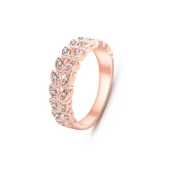  Золото высшего качества, Лаконичное Классическое Обручальное кольцо с фианитами, кольца из австрийских кристаллов Розового золота