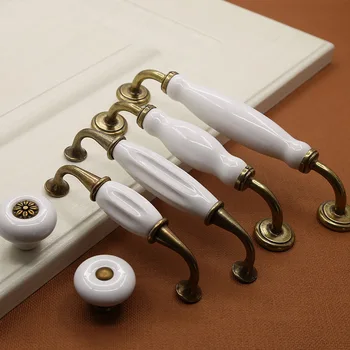  Керамическая ручка из цинкового сплава в европейском стиле, современный минимализм, черно-белые ручки для ящиков шкафа, мебельные ручки для дверей шкафа
