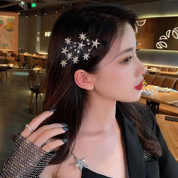  Корейская мода, блестящая Хрустальная звезда, заколка для волос в виде ветки дерева, заколки для женщин, Роскошное украшение для волос из страз в подарок для дам