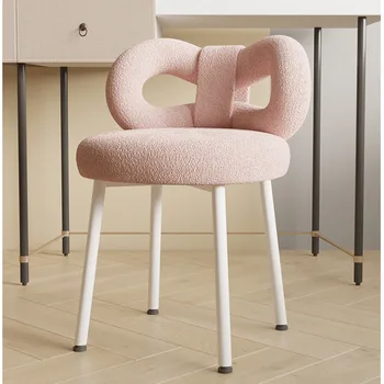  Легкие Роскошные обеденные стулья с высоким внешним видом, табурет для макияжа с розовой спинкой для девочек в спальне, простой современный бытовой туалетный стул
