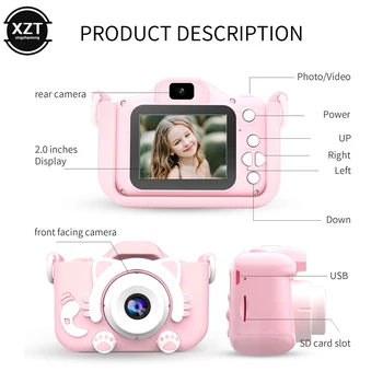  Мини-детская цифровая камера Может фотографировать детские игрушки HD Двойная передняя и задняя камера для мальчика и девочки Лучший подарок