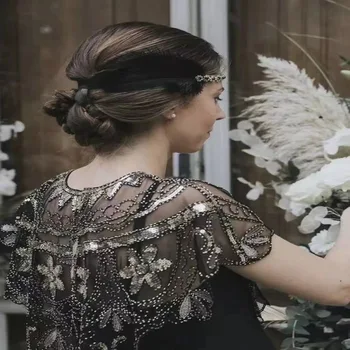  Модная женская одежда для вечеринок 1920-х годов, высококачественная хлопающая шаль, Короткая накидка, Аксессуар для платья с бисером