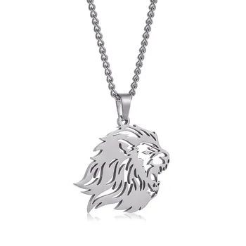  Модное выдалбливаемое ожерелье с подвеской в виде Льва, мужское ожерелье, ювелирные изделия из нержавеющей стали, аксессуары в стиле хип-хоп, панк, подарок Оптом