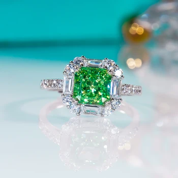  Модное Классическое Квадратное кольцо из стерлингового серебра QINHUAN с зеленой синтетической шпинелью, уникальные ювелирные изделия на каждый день, Новейшая роскошь
