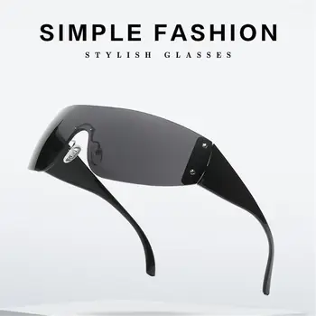  Модные солнцезащитные очки Star Y2K без оправы для женщин и мужчин, солнцезащитные очки в стиле панк, цельные солнцезащитные очки, очки, обтягивающие очки 2000-х годов, очки с увеличенным размером.