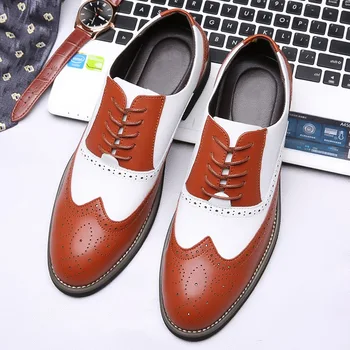  Мужская обувь 2023 г. Новая деловая Повседневная кожаная обувь из натуральной кожи Мужская свадебная обувь Модная обувь с цветным блоком Модельные туфли