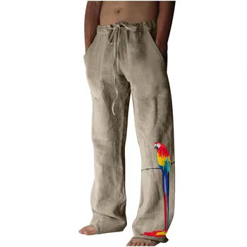 Мужские летние Повседневные хлопчатобумажные Льняные Свободные Штаны для йоги с завязками, Брюки, Мужская Одежда, Мужские брюки Pantalones De Hombre