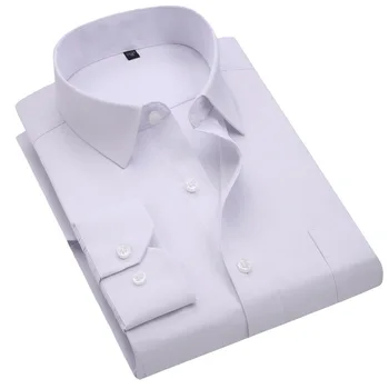 Мужские рубашки Хлопчатобумажная Однотонная одежда с отложным воротником и длинными рукавами Легкий уход Постоянное ношение