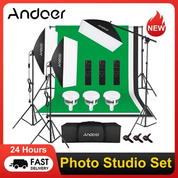  Набор для фотостудии Andoer, комплект для студийного фотоосвещения, комплект софтбоксов, потоковый комплект для студийной съемки, видео влог в прямом эфире