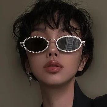  новые модные солнцезащитные очки в овальной оправе с бриллиантами, женские и мужские 2023, высококачественный трендовый продукт, модные очки для рейв-вечеринок и фестивалей