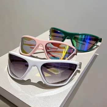 Новые Модные Солнцезащитные очки с большим Кошачьим Глазом, Женщины, Мужчины, Красочные Панк-спортивные Солнцезащитные очки Y2K, Брендовые Дизайнерские Солнцезащитные Очки, Модные Очки Goggle