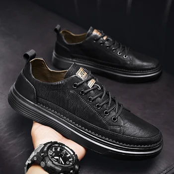  Новые осенние черные кроссовки, мужская модная повседневная спортивная обувь на плоской подошве со шнуровкой, универсальные уличные легкие мужские кроссовки для бега