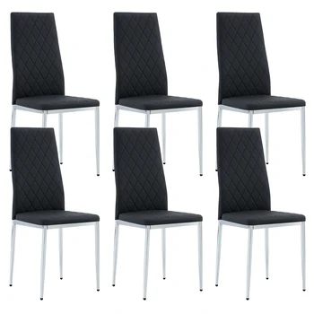  Обеденный стул без подлокотников с высокой спинкой из 6 предметов в форме сетки, офисный стул. Подходит для столовой, гостиной, кухни и офиса.