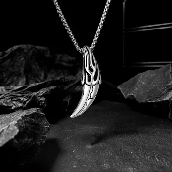  Ожерелье из рога для мужчин, модный персонализированный ювелирный кулон из нержавеющей стали с цепочкой