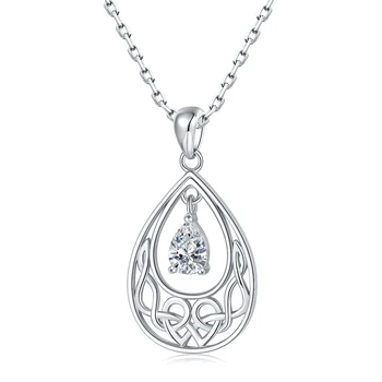  Ожерелье из стерлингового серебра 925 пробы с кельтским узлом, ирландский кулон на удачу с цирконом, ювелирные изделия, подарки на День Святого Валентина для женщин, мамы, жены