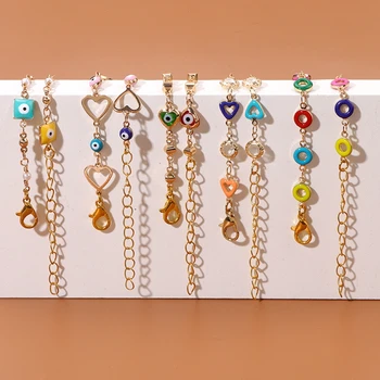  Регулируемые браслеты в богемном стиле, разноцветные кристаллы в виде солнечного цветка, браслет-оберег от сглаза для женщин, Мужской браслет, ножной браслет, Летние украшения