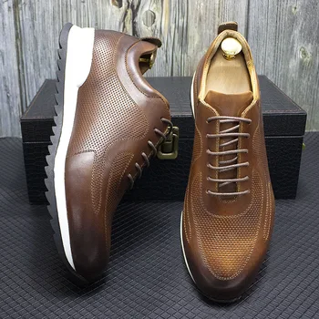  Роскошная брендовая мужская обувь, повседневные мужские кроссовки из натуральной кожи, дышащие мужские дизайнерские модные туфли на плоской подошве
