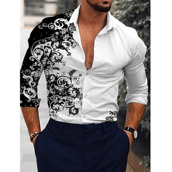  Роскошные Гавайские Рубашки, Рубашки с цветочным 3D принтом, Мужская модная рубашка, Летняя Повседневная пляжная Блузка, Мужская одежда на пуговицах