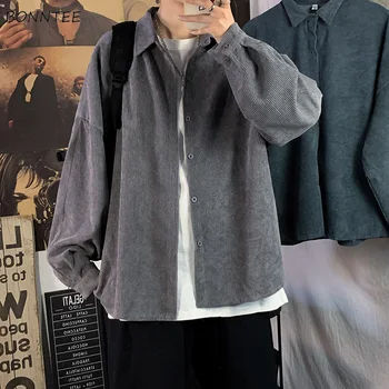  Рубашки С длинным рукавом Мужские Недавно Осенние Мужские Подростковые Уличные Универсальные Студенческие Ins Досуг Корейская Модная Одежда Solid