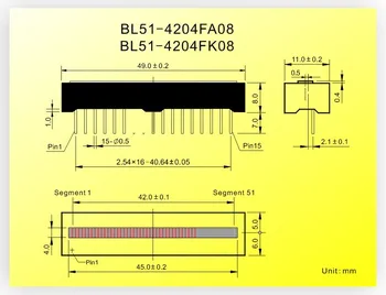  Светодиодная световая колонна 51 сечение 42 мм желтый дисплей устройства BL51-4204FA08 с общим анодом / BL51-4204FK08 с общим катодом 6 *8 матричный светодиод
