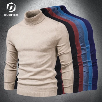  Тонкий однотонный свитер с высоким воротом, мужские осенне-зимние теплые трикотажные свитера с высоким воротом и длинным рукавом, классическая 6-цветная повседневная нижняя рубашка