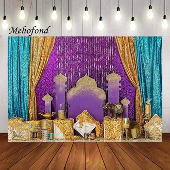  Фон для фотосъемки Mehofond Арабские ночи, Марокканская принцесса, День рождения, торт, разбитый портрет, декор, фотостудия