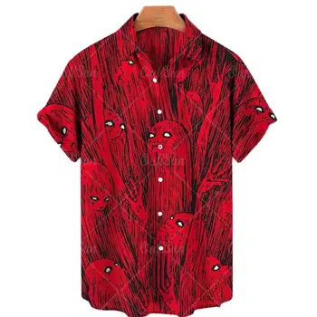  Футболка с принтом ужасов, персонализированная мужская рубашка с короткими рукавами для вечеринки, Гавайская футболка