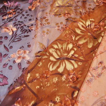  Шелковый Градиентный Цветок Орхидеи, Древнекитайская Одежда Cheongsam, Платье-рубашка, Шелк Тутового Шелкопряда, Ткань для одежды