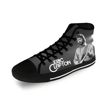  Эрик Клэптон Высокие Кроссовки Мужская Женская Повседневная обувь для подростков Парусиновые кроссовки для бега с 3D принтом Дышащая Легкая обувь Черного цвета