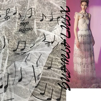  3D Romance Staff Вышитая линия Сетчатая ткань Вышитая кружевная одежда Свадебное платье Вышивка Ткань для одежды оптом