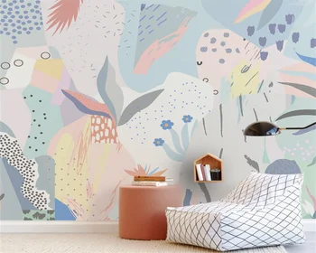  beibehang Индивидуальный скандинавский минималистичный фон для дивана в гостиной с абстрактным растением, экологичные обои для детской комнаты