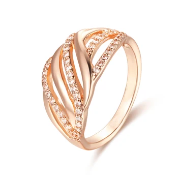  FJ 11mm Женское розовое золото 585 пробы, прозрачное плетение из кристаллов, шикарное свадебное Большое кольцо 7 8 9 10 11