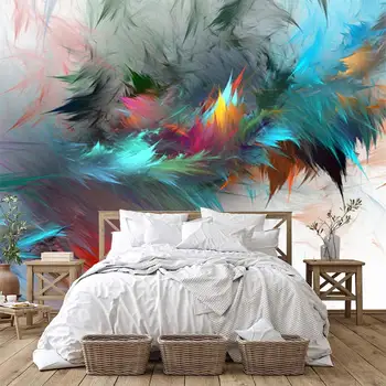  Абстрактные красочные перья цвета чернил, 3D цветы, гостиная, спальня, самоклеящиеся обои на заказ, фреска