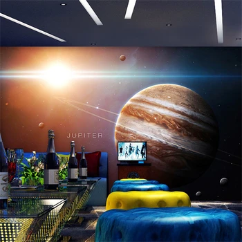  изготовленные на заказ космические обои Space Planet для гостиной Обои для спальни Звездное небо отеля Студийное фоновое искусство 3D наклейки на стены