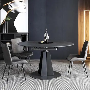  Круглый обеденный стол в европейском стиле, современная минималистичная вращающаяся каменная плита, журнальный столик для гостиной, складная мебель GY50CZ