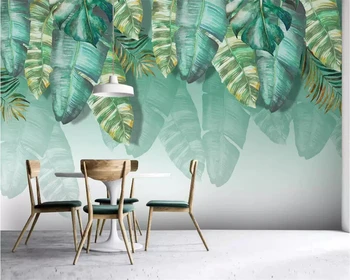  пользовательские обои beibehang 3d фотообои зеленый градиентный лист растения в тропическом стиле диван фон стены украшение гостиной