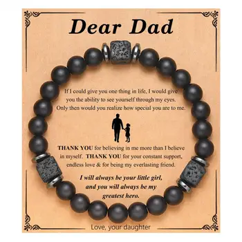  Регулируемый браслет Браслет из матового натурального камня Бусины ручной работы Эластичный браслет Подарок на День отца для мужчин