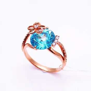  Роскошные модные кольца из фиолетового золота 585 пробы с романтическими синими камнями для женщин, ювелирные изделия из 14-каратного розового золота с цветочным покрытием, подарок